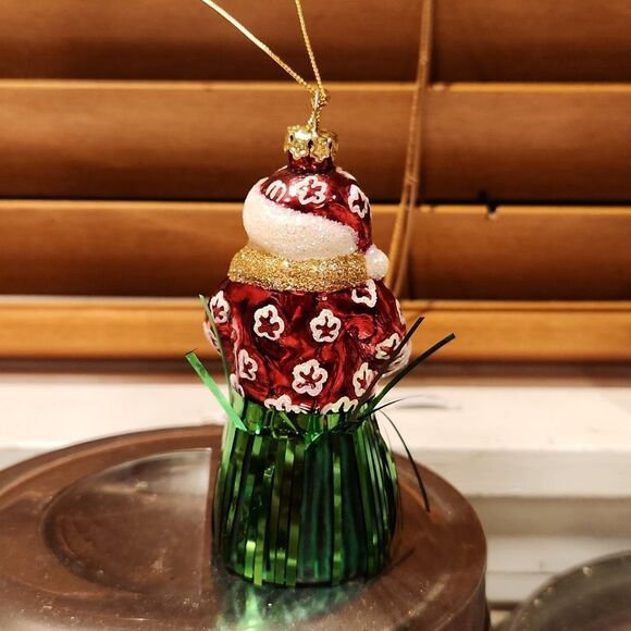 Santa Ukulele Grass Skirt Glass Blown Christmas Ornament - Picture 3 of 5